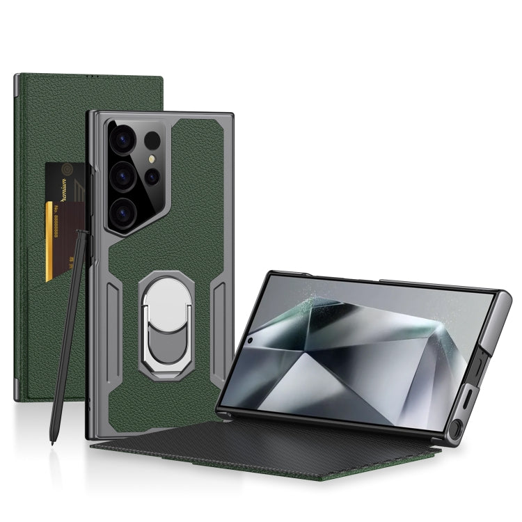 For Samsung Galaxy S24 Ultra 5G GKK Armor Flip Leather Phone Case, Without Pen(Night Green) - HoMEdemic™ 