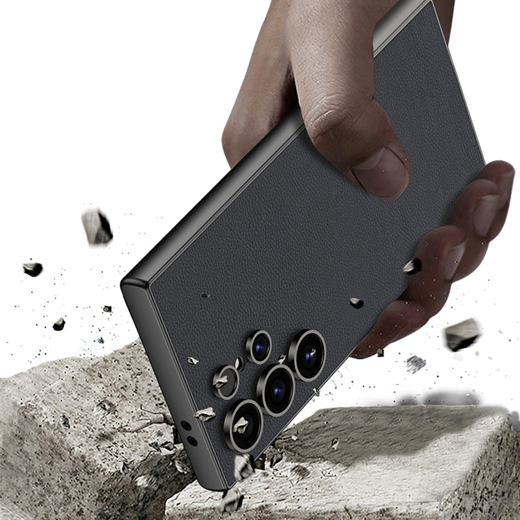 For Samsung Galaxy S24 Ultra 5G GKK Metal Paint Skin Feel Leather Full Coverage Phone Case(Black) - HoMEdemic™ 