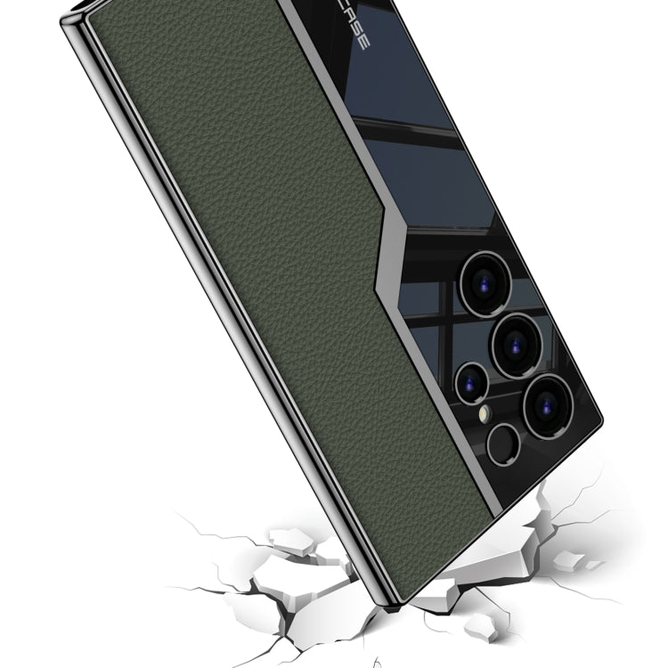 For Samsung Galaxy S24 Ultra 5G GKK Plating TPU + Leather Supercar Full Coverage Phone Case(Grey) - HoMEdemic™ 