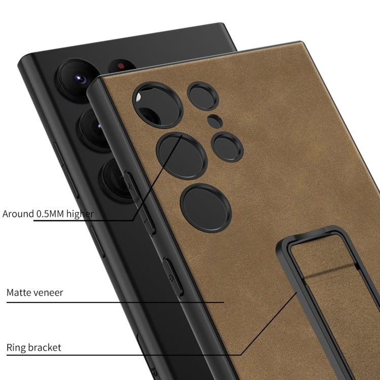 For Samsung Galaxy S24 Ultra 5G GKK Skin Feel Frosted Leather Fold Holder Phone Case(Brown) - HoMEdemic™ 