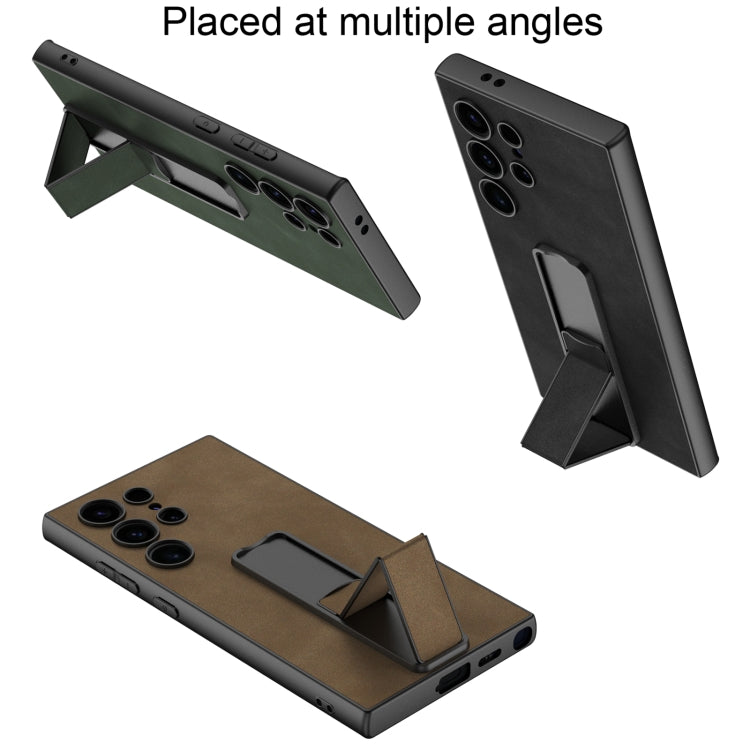 For Samsung Galaxy S24 Ultra 5G GKK Skin Feel Frosted Leather Fold Holder Phone Case(Brown) - HoMEdemic™ 