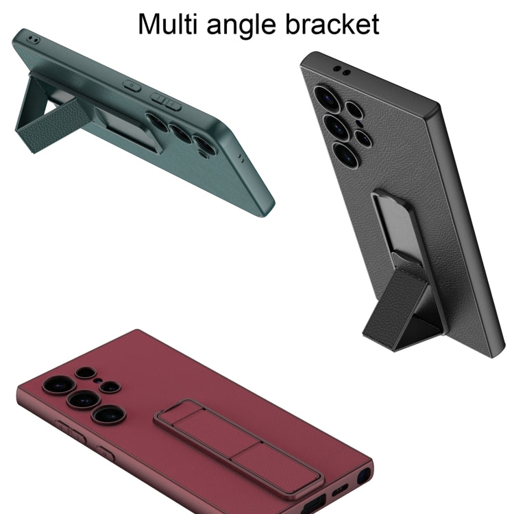 For Samsung Galaxy S24 Ultra 5G GKK Skin Feel Leather Fold Holder Phone Case(Carbon Fiber Texture) - HoMEdemic™ 