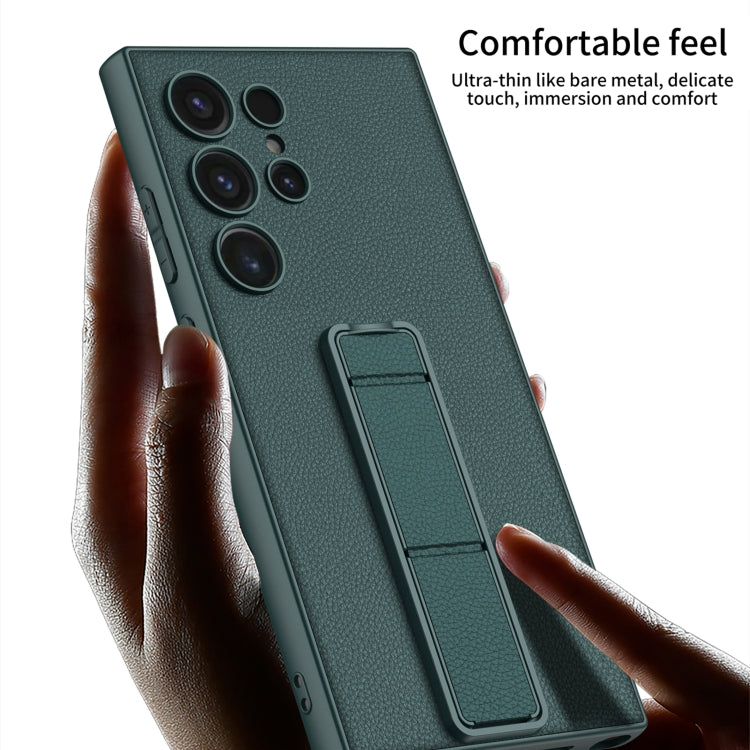 For Samsung Galaxy S24 Ultra 5G GKK Skin Feel Leather Fold Holder Phone Case(Carbon Fiber Texture) - HoMEdemic™ 