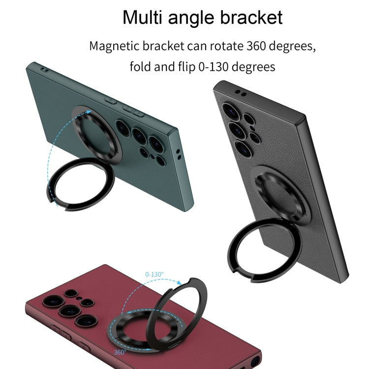 For Samsung Galaxy S24 Ultra 5G GKK Skin Feel Leather MagSafe Magnetic Phone Case with Holder(Grey) - HoMEdemic™ 