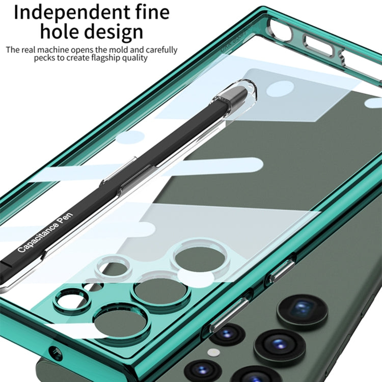 For Samsung Galaxy S24 Ultra 5G GKK Space Frame Transparent PC + TPU Phone Case with Pen(Transparent Green) - HoMEdemic™ 
