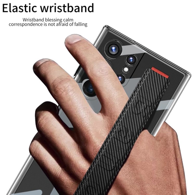 For Samsung Galaxy S24 Ultra 5G GKK Space Frame Transparent PC + TPU Phone Case with Wrist Strap(White) - HoMEdemic™ 