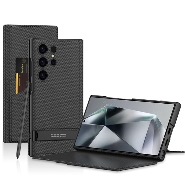 For Samsung Galaxy S24 Ultra 5G GKK Triumph Ultra-Thin Flip Leather Case without Pen(Carbon Fiber) - HoMEdemic™ 
