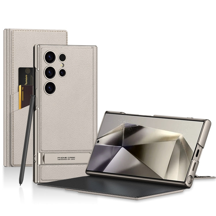 For Samsung Galaxy S24 Ultra 5G GKK Triumph Ultra-Thin Flip Leather Case without Pen(Grey) - HoMEdemic™ 