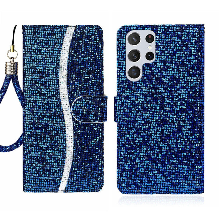 For Samsung Galaxy S24 Ultra 5G Glitter Powder Filp Leather Phone Case(Blue) - HoMEdemic™ 