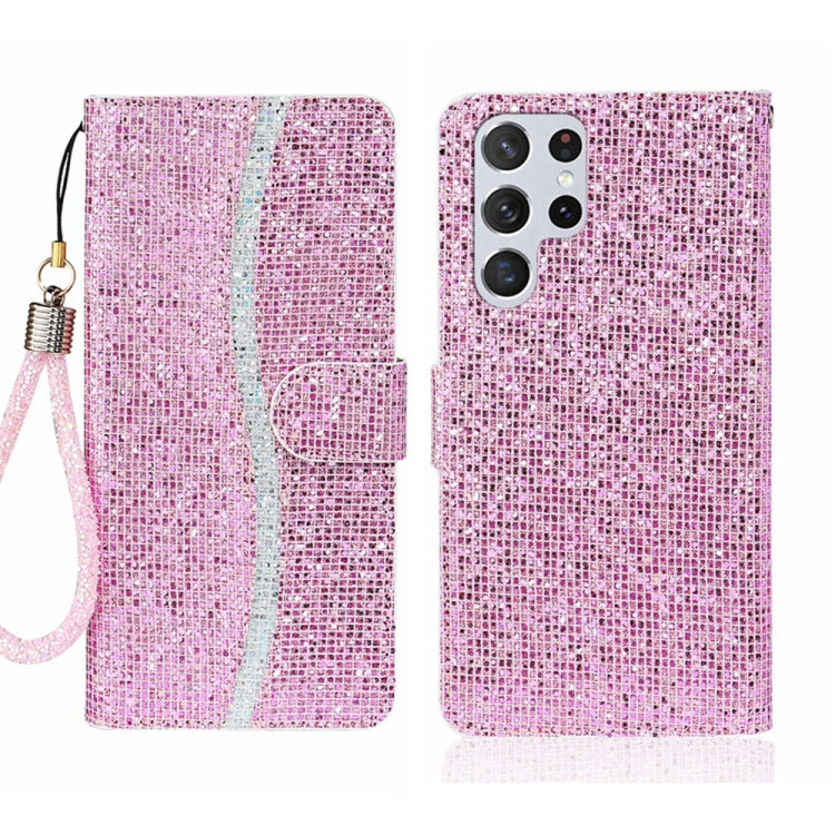 For Samsung Galaxy S24 Ultra 5G Glitter Powder Filp Leather Phone Case(Pink) - HoMEdemic™ 