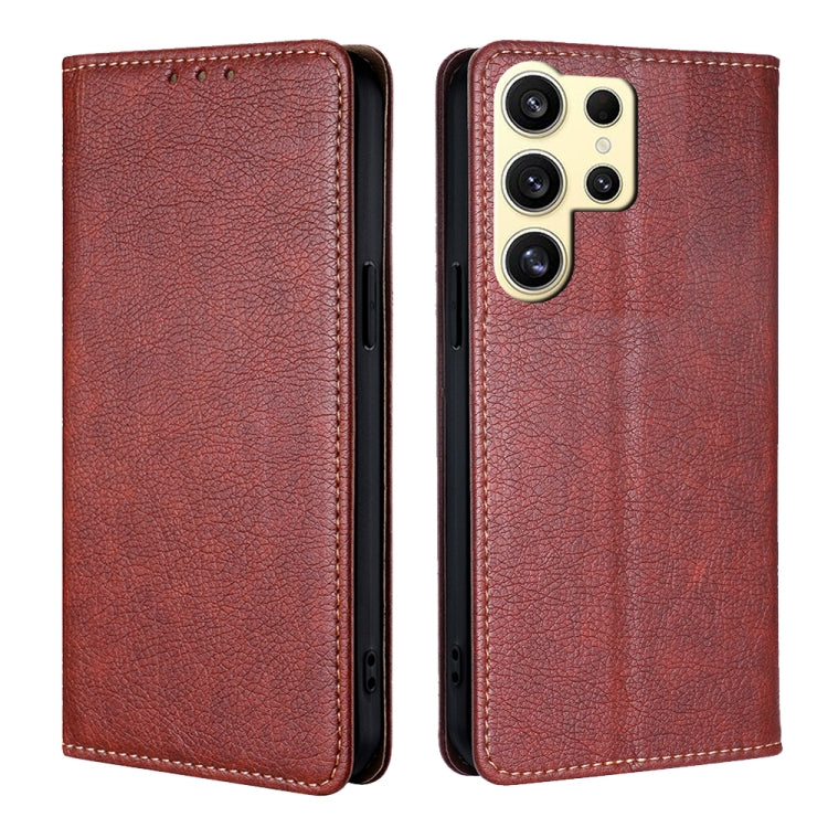 For Samsung Galaxy S24 Ultra 5G Gloss Oil Solid Color Magnetic Leather Phone Case(Brown) - HoMEdemic™ 