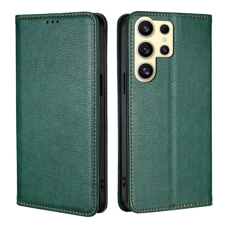 For Samsung Galaxy S24 Ultra 5G Gloss Oil Solid Color Magnetic Leather Phone Case(Green) - HoMEdemic™ 