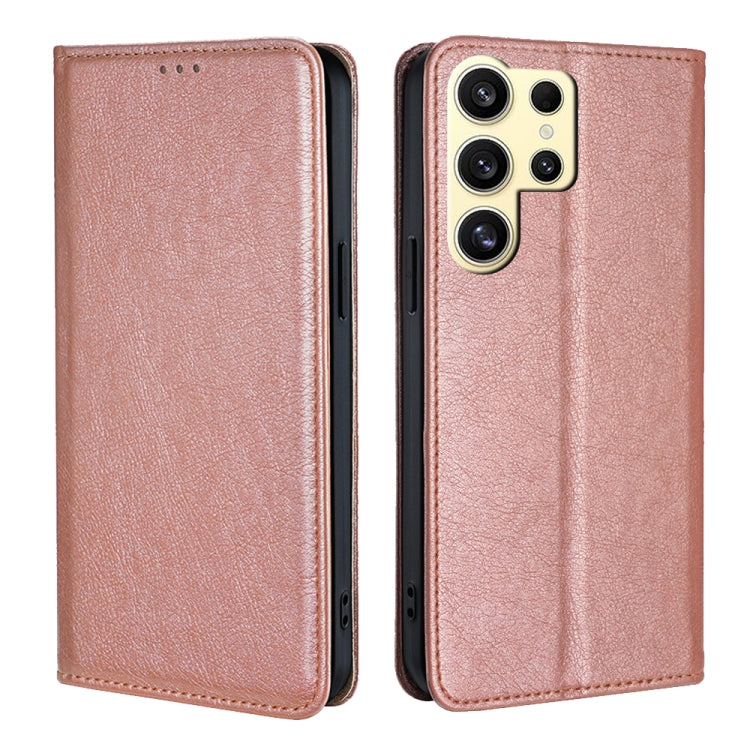 For Samsung Galaxy S24 Ultra 5G Gloss Oil Solid Color Magnetic Leather Phone Case(Rose Gold) - HoMEdemic™ 