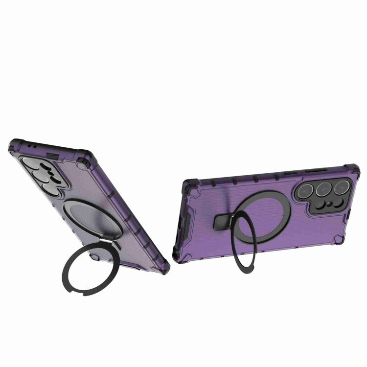 For Samsung Galaxy S24 Ultra 5G Grating Holder Shockproof Phone Case(Purple) - HoMEdemic™ 