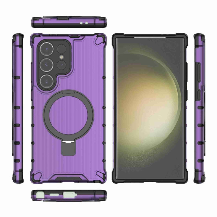 For Samsung Galaxy S24 Ultra 5G Grating Holder Shockproof Phone Case(Purple) - HoMEdemic™ 