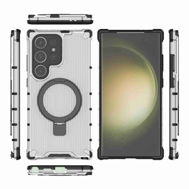 For Samsung Galaxy S24 Ultra 5G Grating Holder Shockproof Phone Case(Transparent) - HoMEdemic™ 