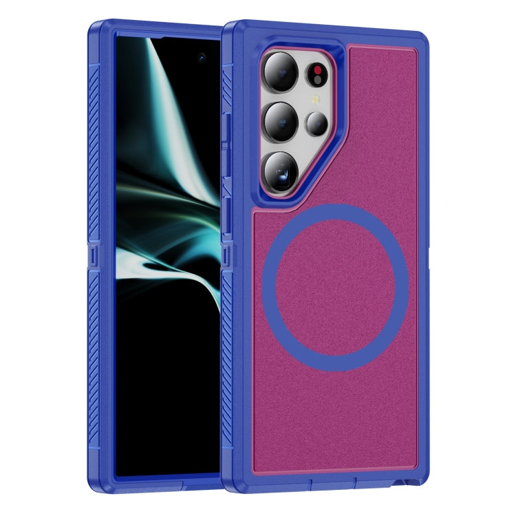 For Samsung Galaxy S24 Ultra 5G Guard Magsafe Magnetic Frosted Phone Case(Blue+Rose Red) - HoMEdemic™ 
