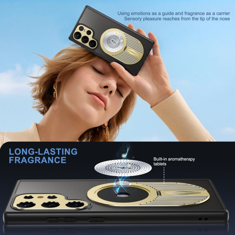 For Samsung Galaxy S24 Ultra 5G Heat Dissipation Aromatherapy MagSafe Holder Phone Case(Gold) - HoMEdemic™ 