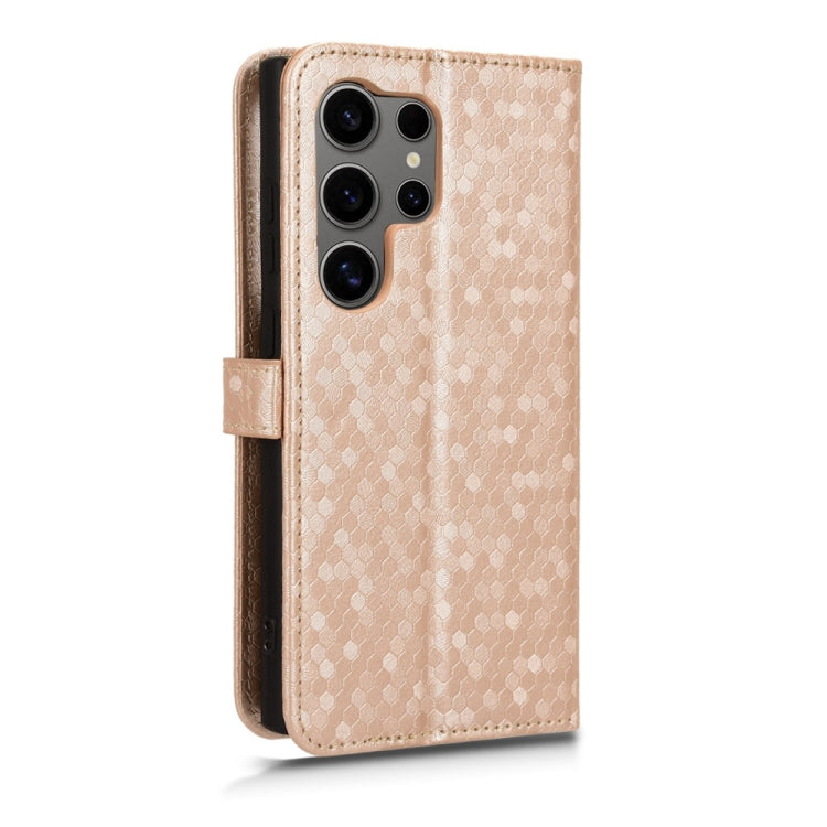For Samsung Galaxy S24 Ultra 5G Honeycomb Dot Texture Leather Phone Case(Gold) - HoMEdemic™ 