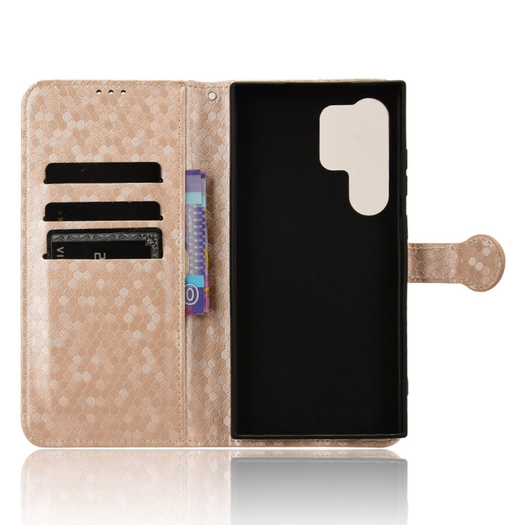 For Samsung Galaxy S24 Ultra 5G Honeycomb Dot Texture Leather Phone Case(Gold) - HoMEdemic™ 