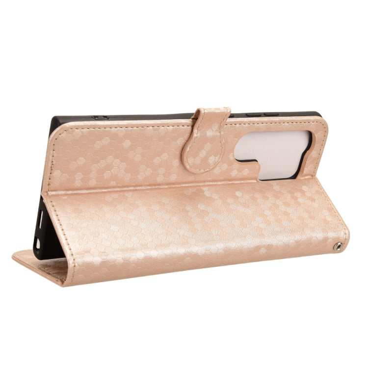 For Samsung Galaxy S24 Ultra 5G Honeycomb Dot Texture Leather Phone Case(Gold) - HoMEdemic™ 
