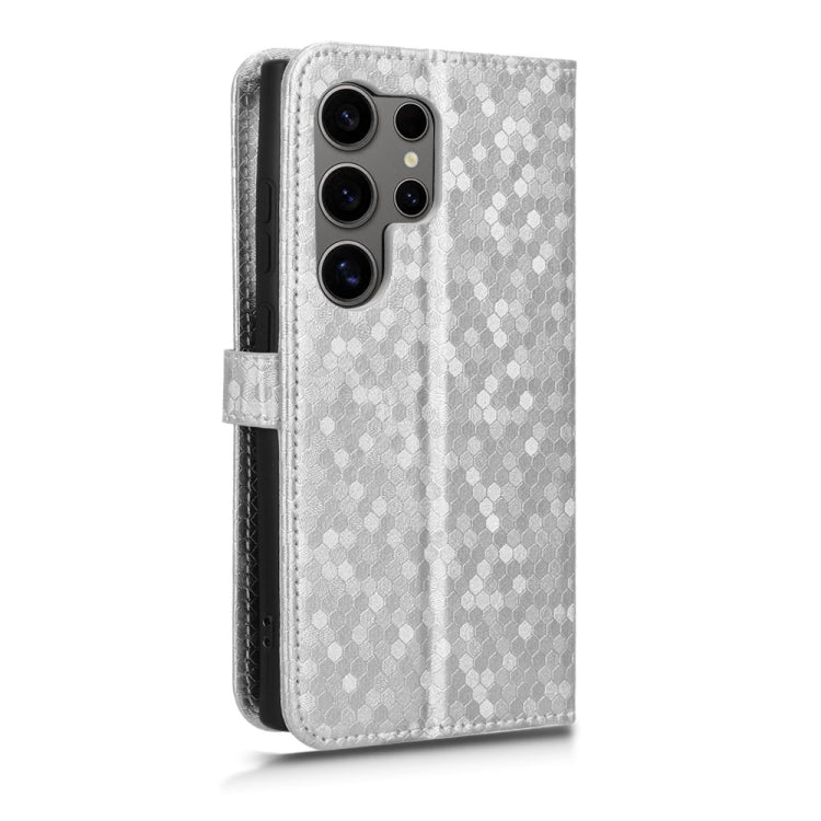 For Samsung Galaxy S24 Ultra 5G Honeycomb Dot Texture Leather Phone Case(Silver) - HoMEdemic™ 