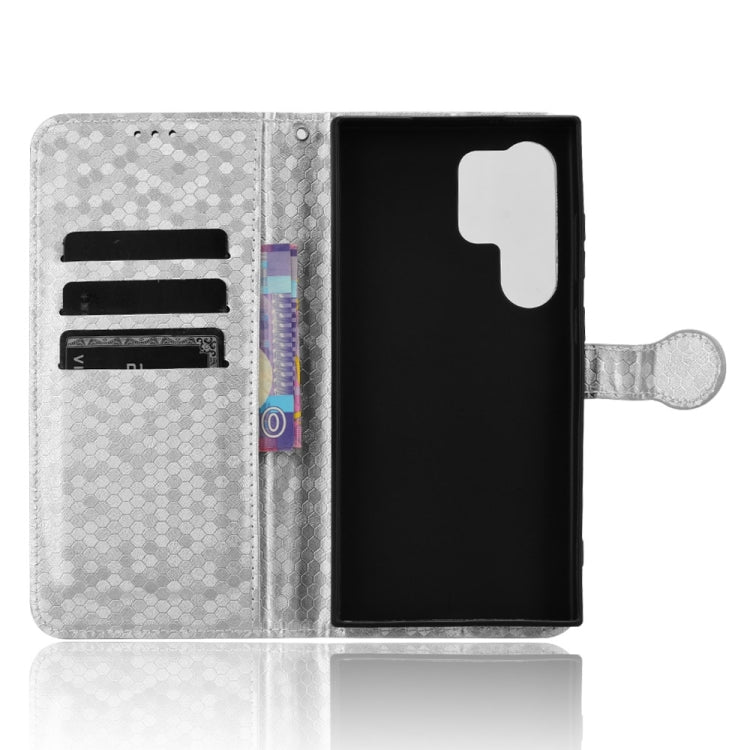 For Samsung Galaxy S24 Ultra 5G Honeycomb Dot Texture Leather Phone Case(Silver) - HoMEdemic™ 