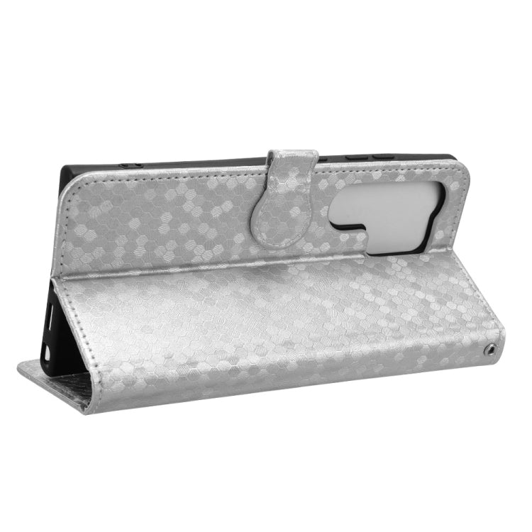 For Samsung Galaxy S24 Ultra 5G Honeycomb Dot Texture Leather Phone Case(Silver) - HoMEdemic™ 