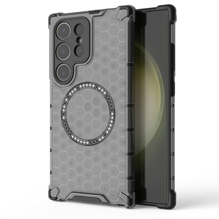 For Samsung Galaxy S24 Ultra 5G Honeycomb Magnetic Ring Shockproof Phone Case(Black) - HoMEdemic™ 