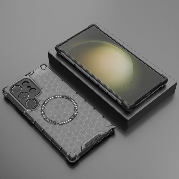 For Samsung Galaxy S24 Ultra 5G Honeycomb Magnetic Ring Shockproof Phone Case(Black) - HoMEdemic™ 
