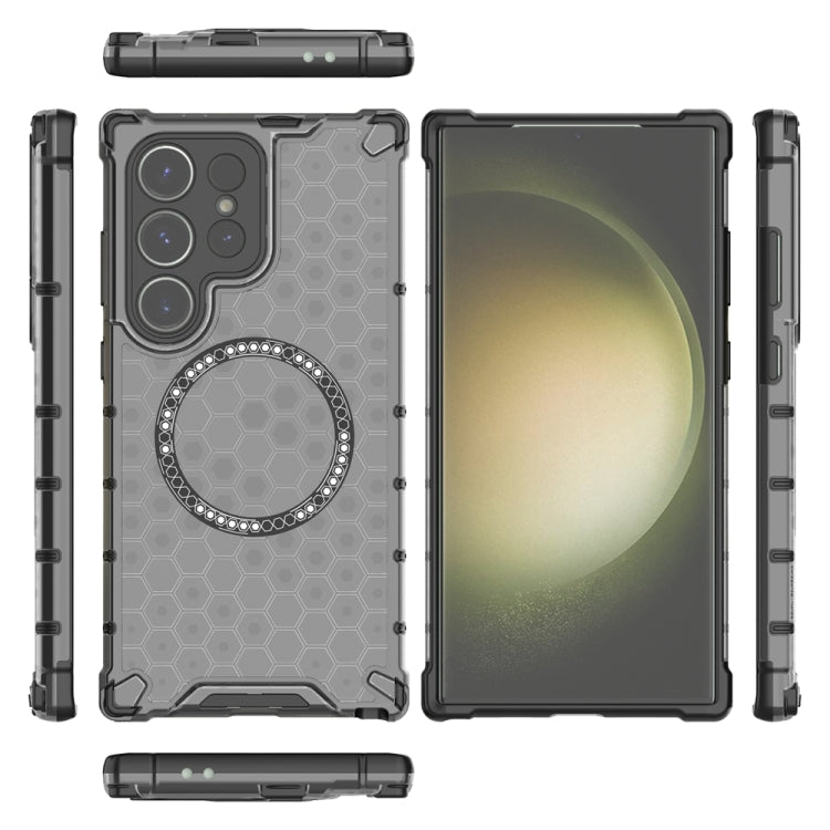For Samsung Galaxy S24 Ultra 5G Honeycomb Magnetic Ring Shockproof Phone Case(Black) - HoMEdemic™ 