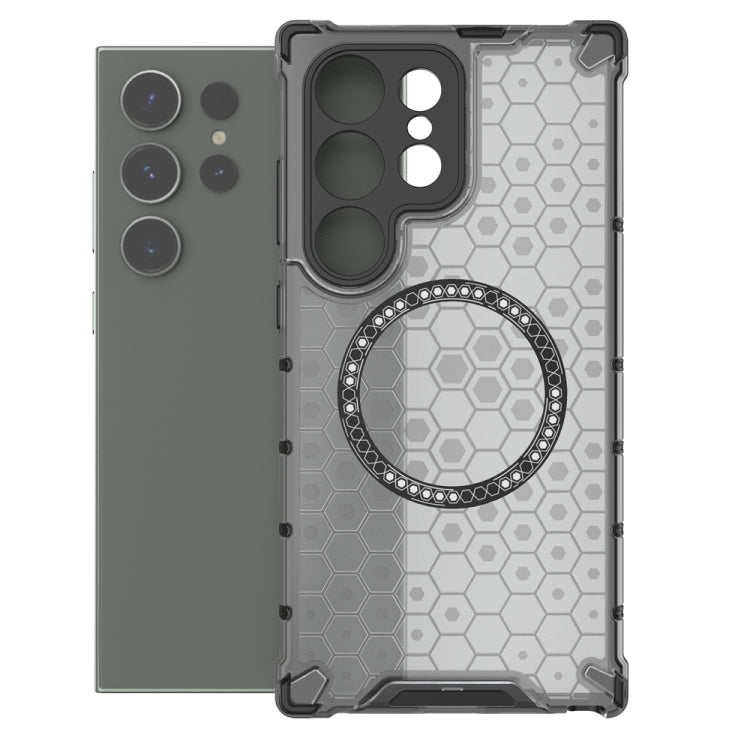 For Samsung Galaxy S24 Ultra 5G Honeycomb Magnetic Ring Shockproof Phone Case(Black) - HoMEdemic™ 