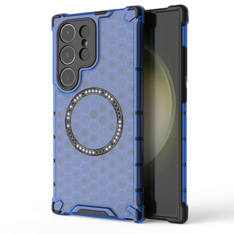 For Samsung Galaxy S24 Ultra 5G Honeycomb Magnetic Ring Shockproof Phone Case(Blue) - HoMEdemic™ 