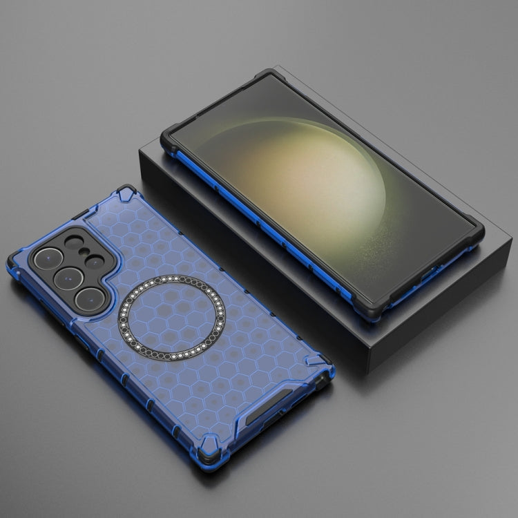 For Samsung Galaxy S24 Ultra 5G Honeycomb Magnetic Ring Shockproof Phone Case(Blue) - HoMEdemic™ 