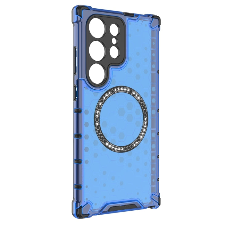 For Samsung Galaxy S24 Ultra 5G Honeycomb Magnetic Ring Shockproof Phone Case(Blue) - HoMEdemic™ 