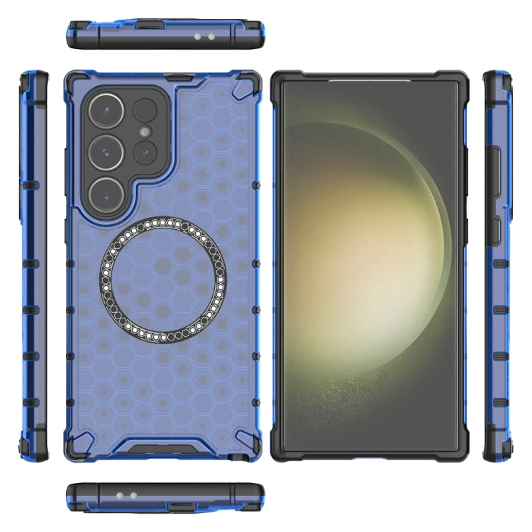 For Samsung Galaxy S24 Ultra 5G Honeycomb Magnetic Ring Shockproof Phone Case(Blue) - HoMEdemic™ 