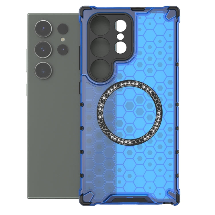 For Samsung Galaxy S24 Ultra 5G Honeycomb Magnetic Ring Shockproof Phone Case(Blue) - HoMEdemic™ 