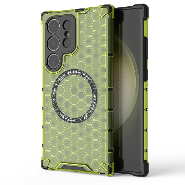 For Samsung Galaxy S24 Ultra 5G Honeycomb Magnetic Ring Shockproof Phone Case(Green) - HoMEdemic™ 