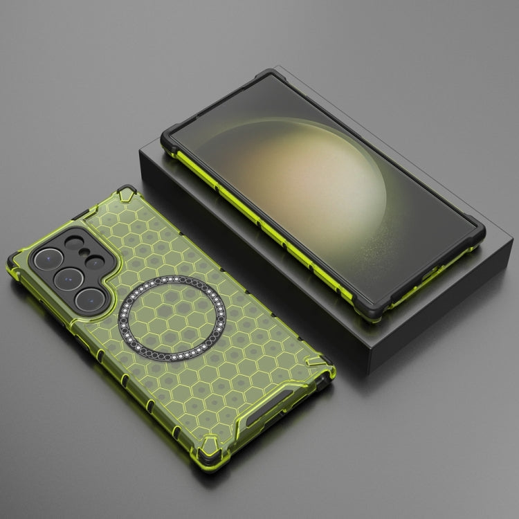 For Samsung Galaxy S24 Ultra 5G Honeycomb Magnetic Ring Shockproof Phone Case(Green) - HoMEdemic™ 