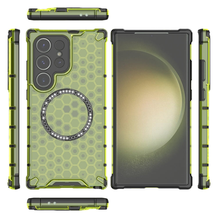 For Samsung Galaxy S24 Ultra 5G Honeycomb Magnetic Ring Shockproof Phone Case(Green) - HoMEdemic™ 