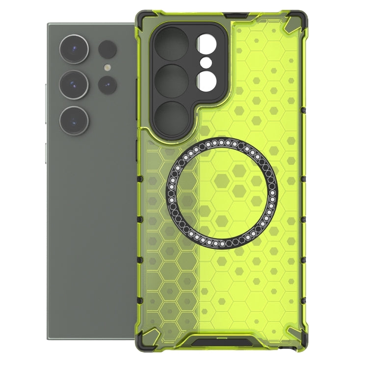 For Samsung Galaxy S24 Ultra 5G Honeycomb Magnetic Ring Shockproof Phone Case(Green) - HoMEdemic™ 