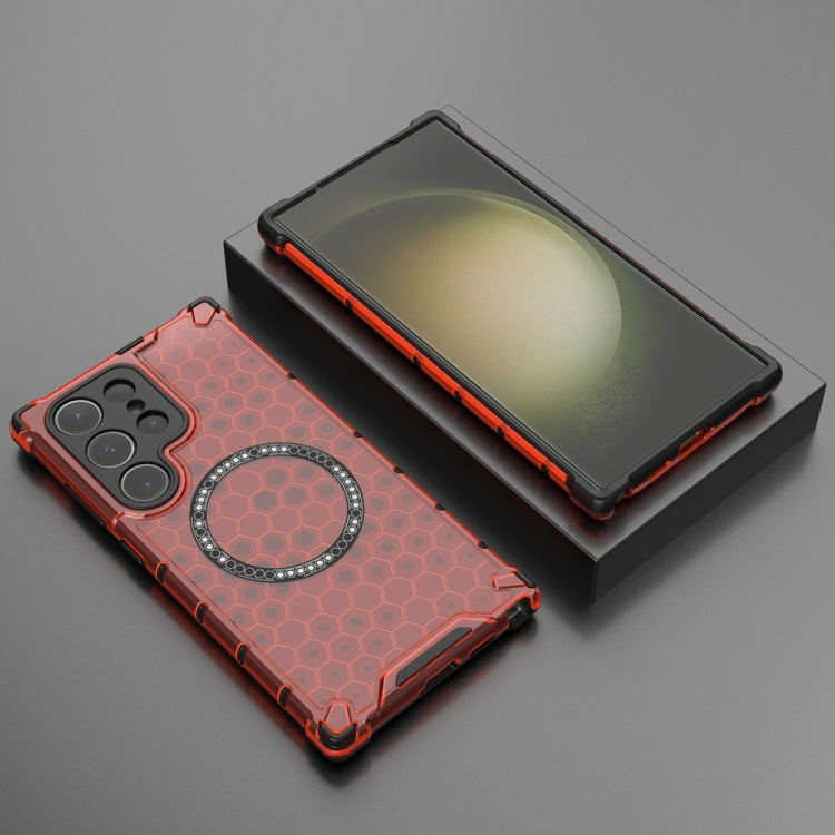 For Samsung Galaxy S24 Ultra 5G Honeycomb Magnetic Ring Shockproof Phone Case(Red) - HoMEdemic™ 