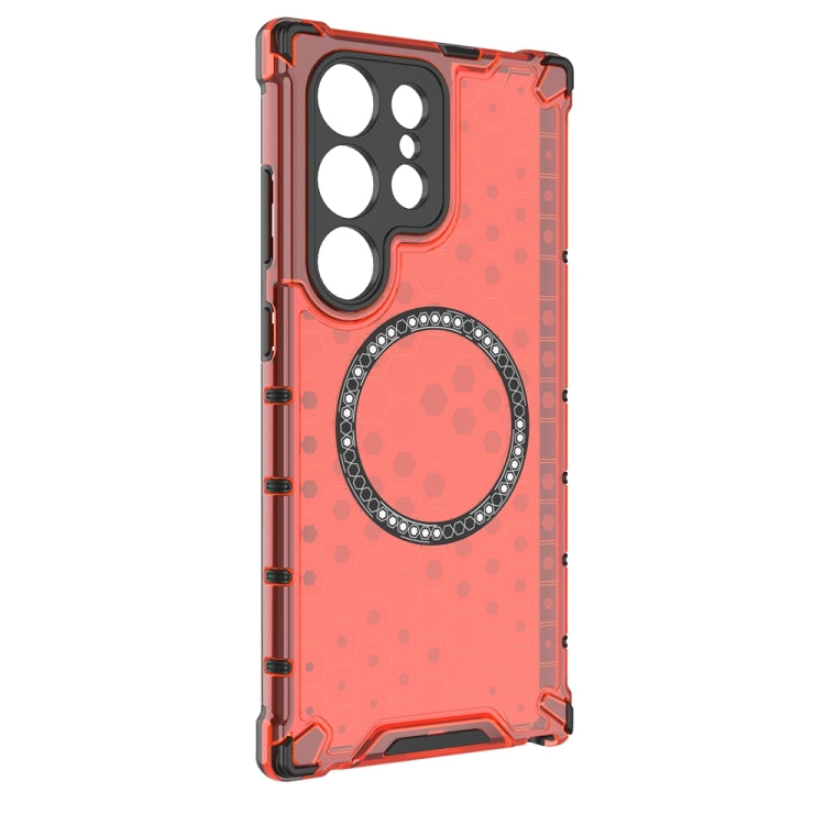 For Samsung Galaxy S24 Ultra 5G Honeycomb Magnetic Ring Shockproof Phone Case(Red) - HoMEdemic™ 