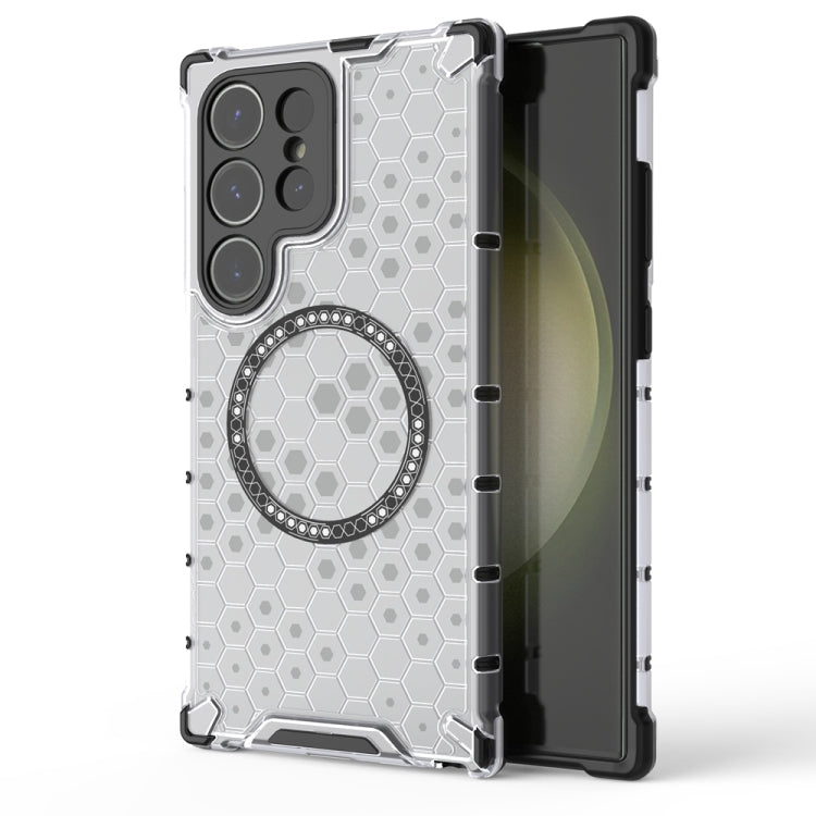 For Samsung Galaxy S24 Ultra 5G Honeycomb Magnetic Ring Shockproof Phone Case(White) - HoMEdemic™ 