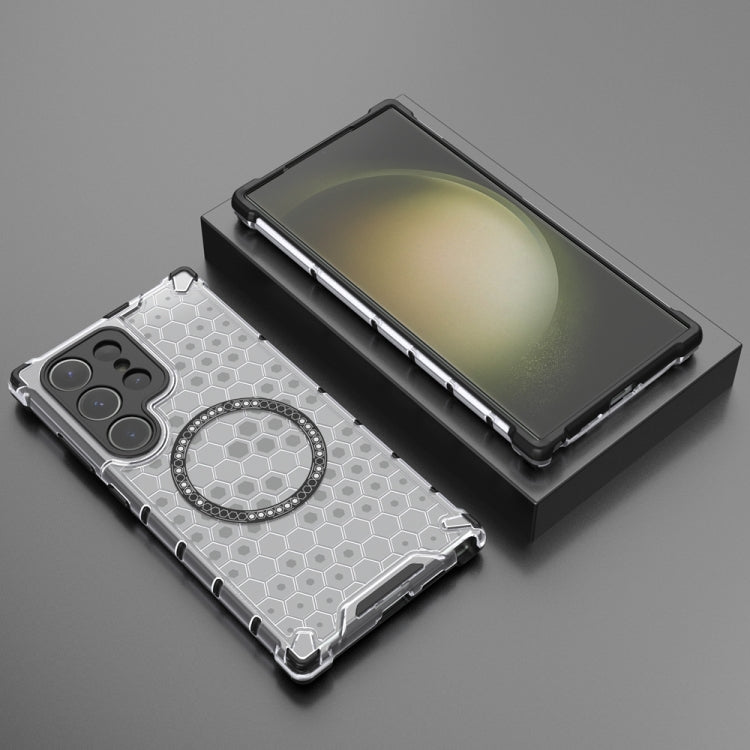 For Samsung Galaxy S24 Ultra 5G Honeycomb Magnetic Ring Shockproof Phone Case(White) - HoMEdemic™ 