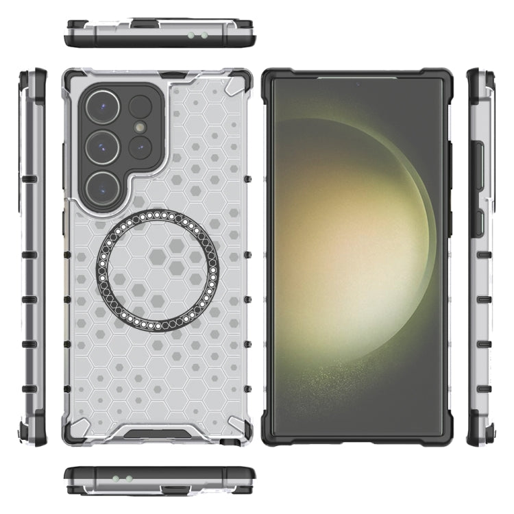For Samsung Galaxy S24 Ultra 5G Honeycomb Magnetic Ring Shockproof Phone Case(White) - HoMEdemic™ 