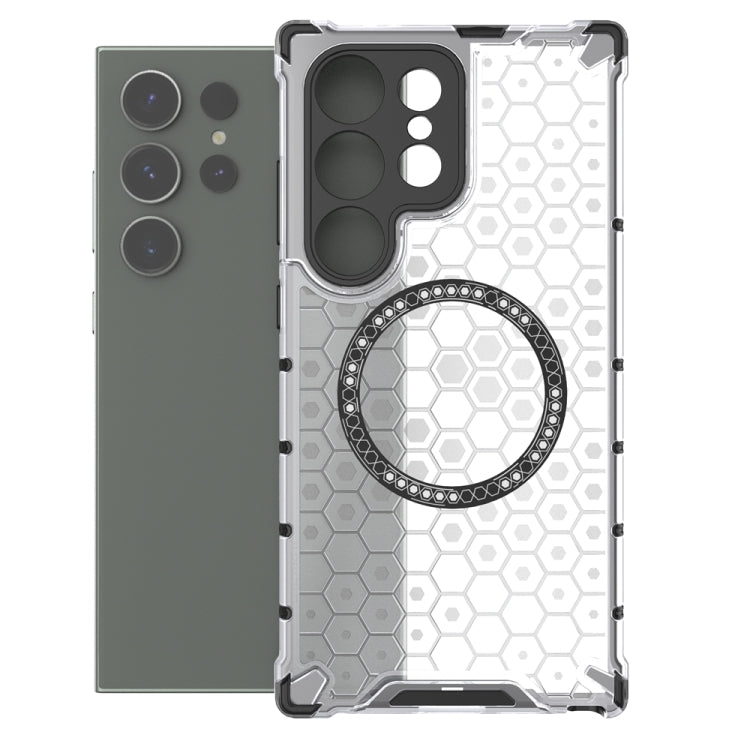 For Samsung Galaxy S24 Ultra 5G Honeycomb Magnetic Ring Shockproof Phone Case(White) - HoMEdemic™ 