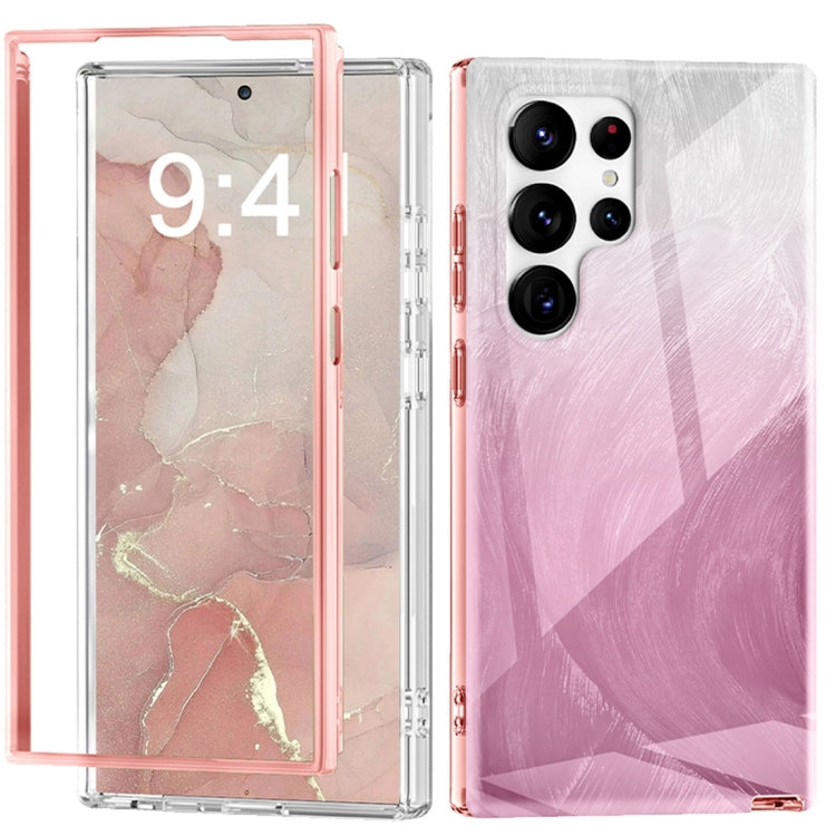 For Samsung Galaxy S24 Ultra 5G IMD Gradient Feather PC + TPU Phone Case(Light Pink) - HoMEdemic™ 