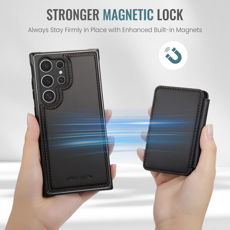 For Samsung Galaxy S24 Ultra 5G JEEHOOD J05 Business Magnetic Style RFID Leather Phone Case(Black) - HoMEdemic™ 