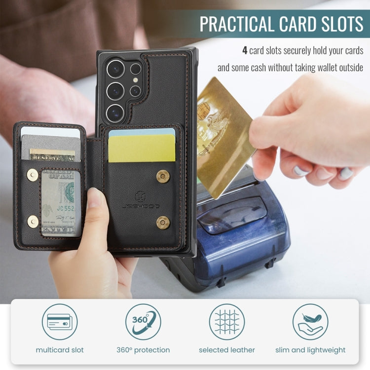 For Samsung Galaxy S24 Ultra 5G JEEHOOD J05 Business Magnetic Style RFID Leather Phone Case(Black) - HoMEdemic™ 